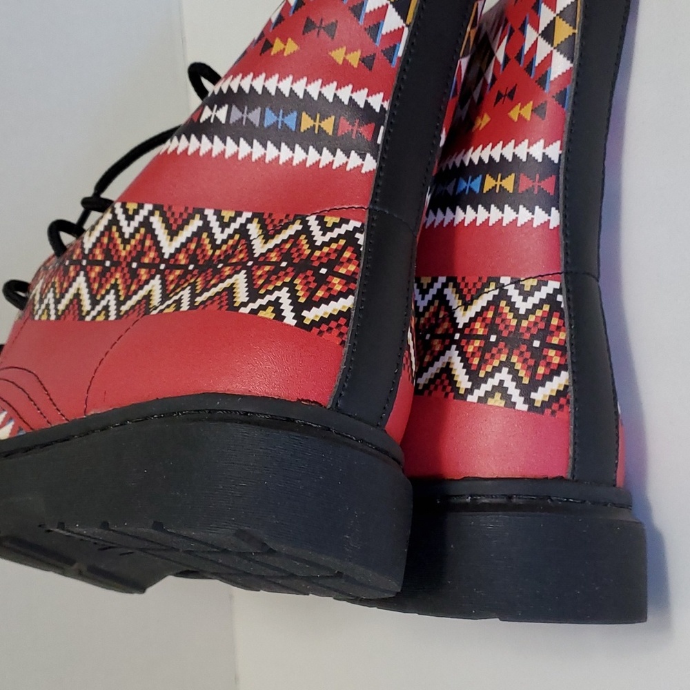 New!  Yes We Vibe Vegan Leather Aztec Red Bohemian Boots, 10.5 Men/12 Women - Picture 6 of 8
